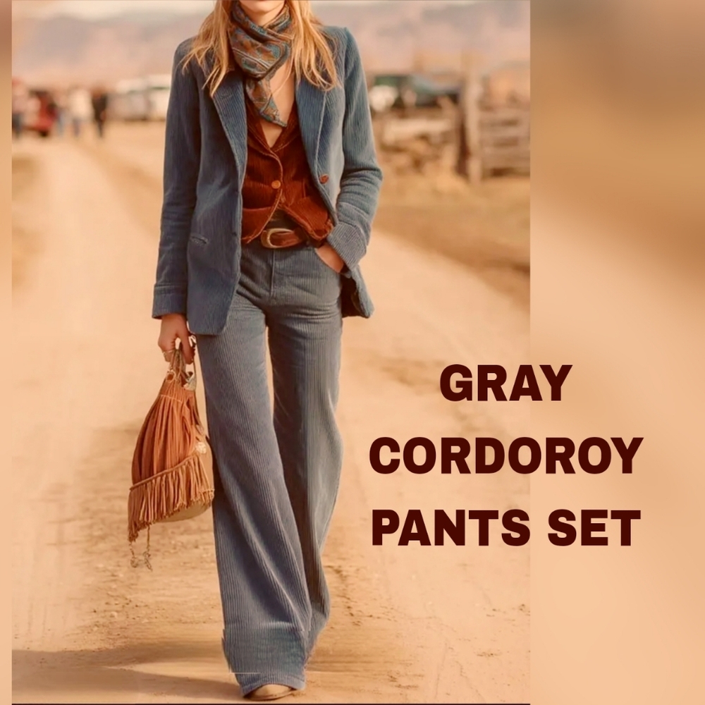 NWT CHELSEA & THEADORE 2 PC PANTSUIT. GRAY $175 MSRP 10P